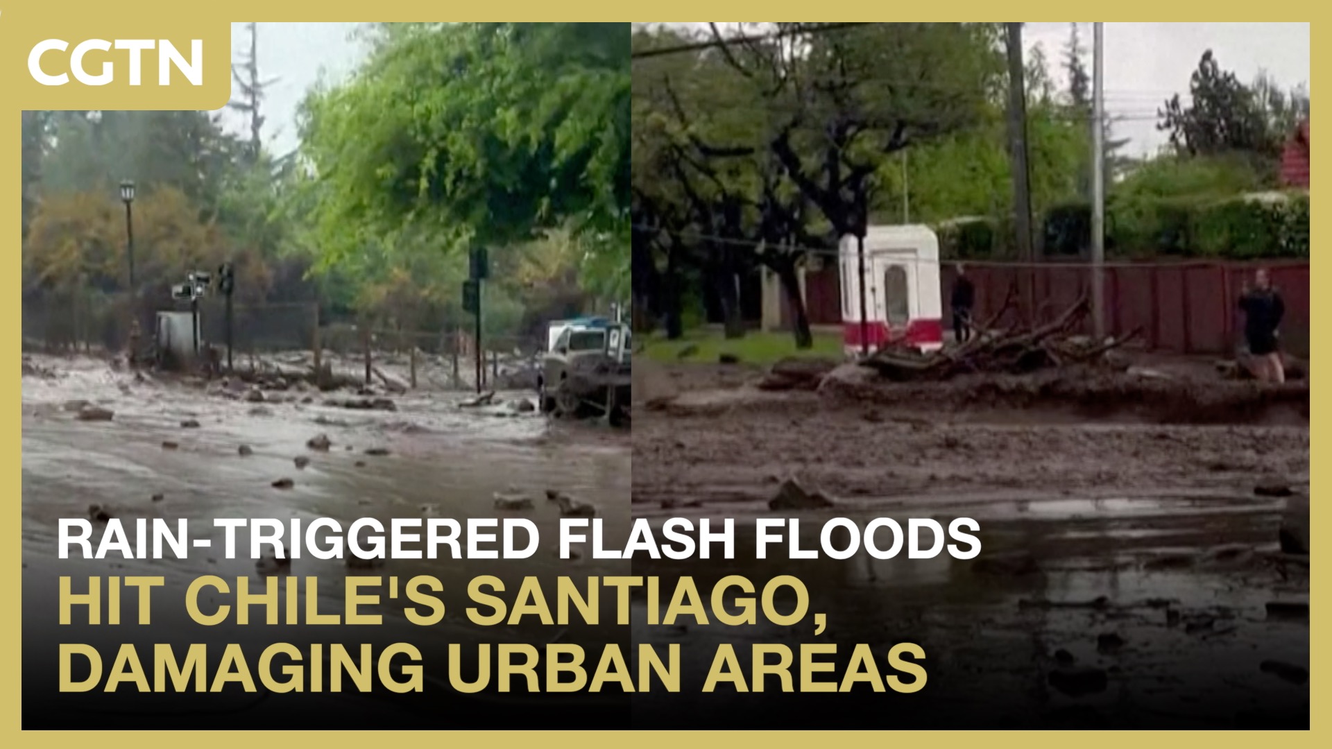 Rain-triggered flash floods hit Chile's Santiago, damaging urban areas