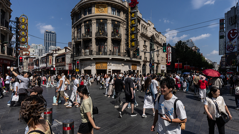 Nanjing Road during the the Oct 1-Oct 7 ‌Golden Week holiday in Shanghai, China, Oct. 5, 2026. /VCG