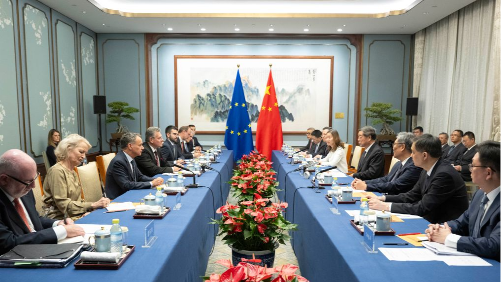 Chinese Vice Premier He Lifeng, also a member of the Political Bureau of the Communist Party of China Central Committee, meets with European Commissioner for Trade and Economic Security Maros Šefčovič in Beijing, China, October 9, 2026. /Xinhua