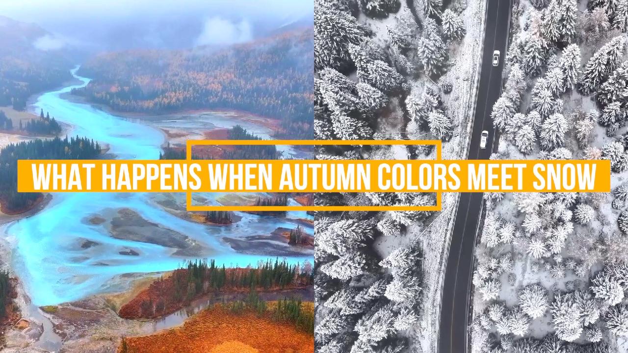 What happens when autumn colors meet snow in Xinjiang?