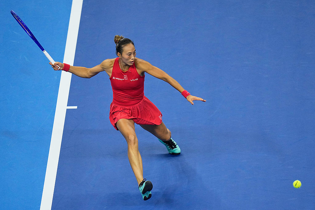 China's Zheng Qinwen plays against Mirra Andreeva during the women's singles final at the 2026 China Open in Beijing, October 11, 2026. /CMG