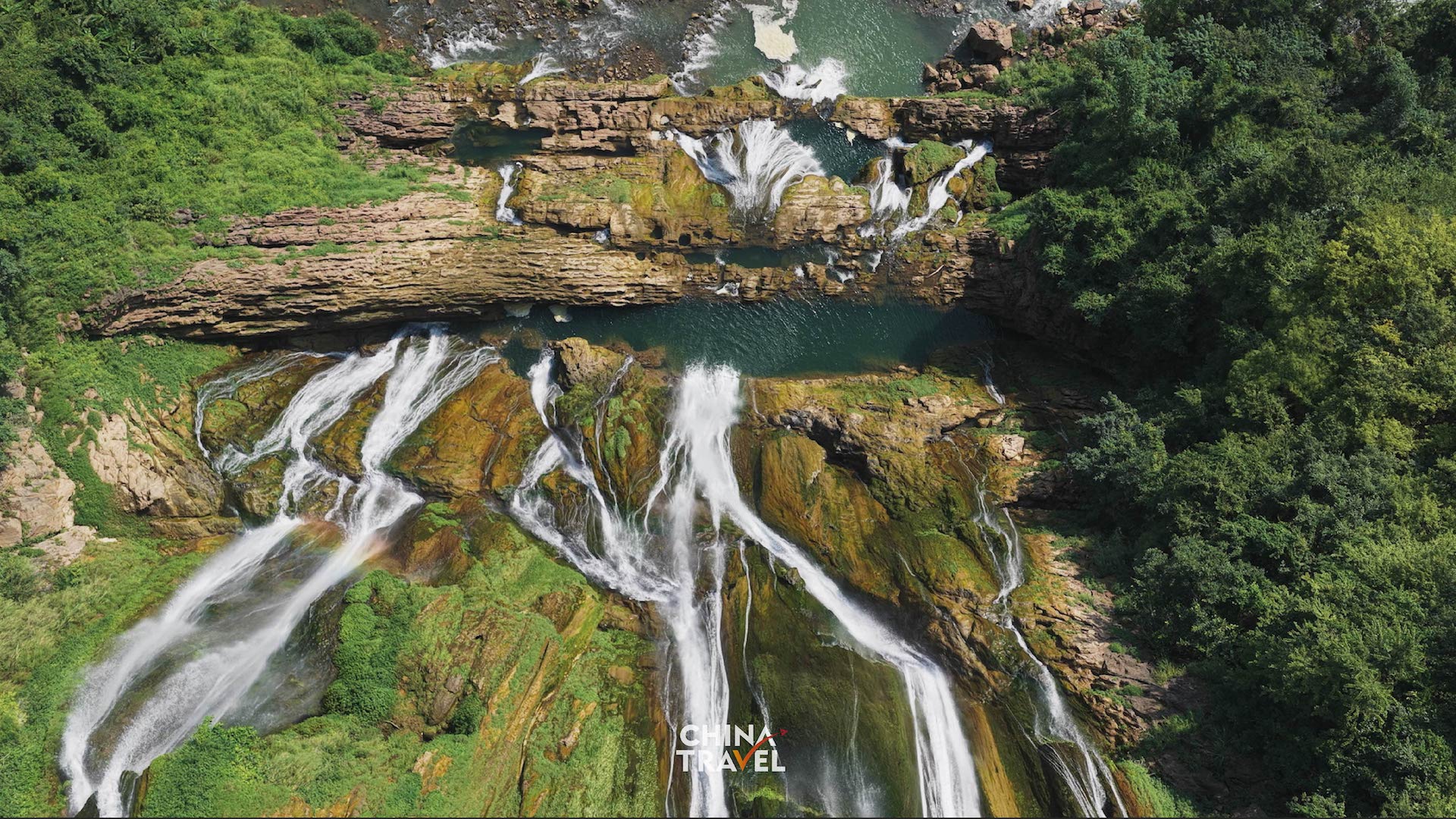 Dishuitan Waterfall in Guizhou plunges around 410 meters, making it the province’s highest waterfall. /CGTN