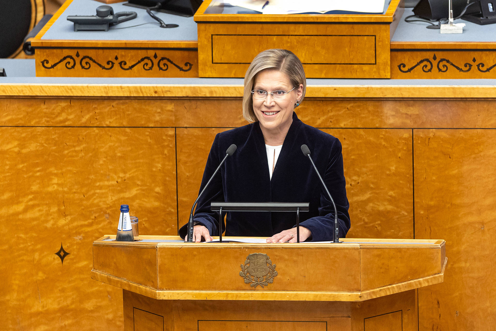 Ulle Madise addresses the parliament in Tallinn, Estonia, September 2, 2026. /VCG