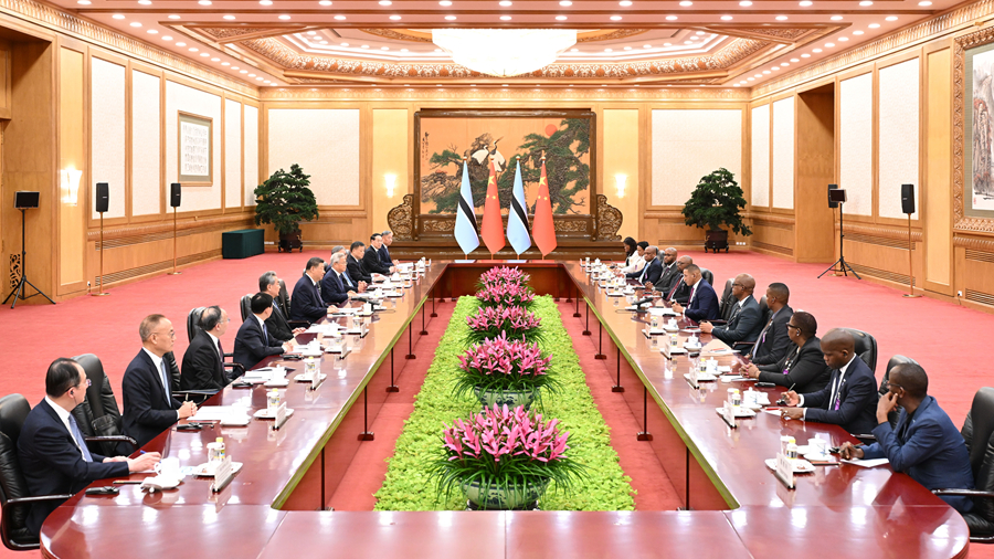 Chinese President Xi Jinping held talks with Botswana's President Duma Gideon Boko in Beijing, capital of China, October 13, 2026. /Xinhua