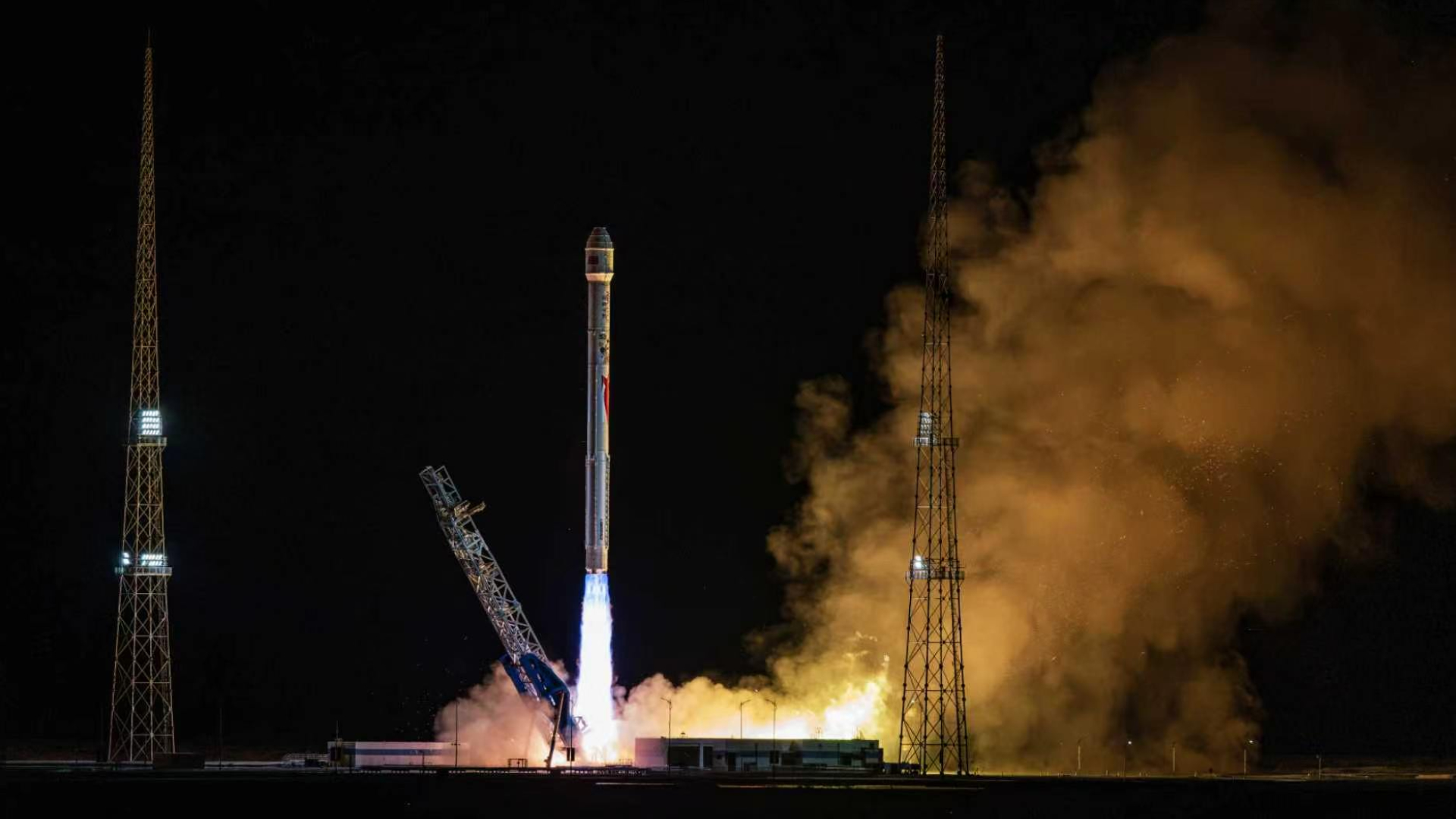China's commercial space company launches 10 satellites from the Dongfeng Commercial Space Innovation Test Zone in northwest China on October 14, 2026. /LandSpace