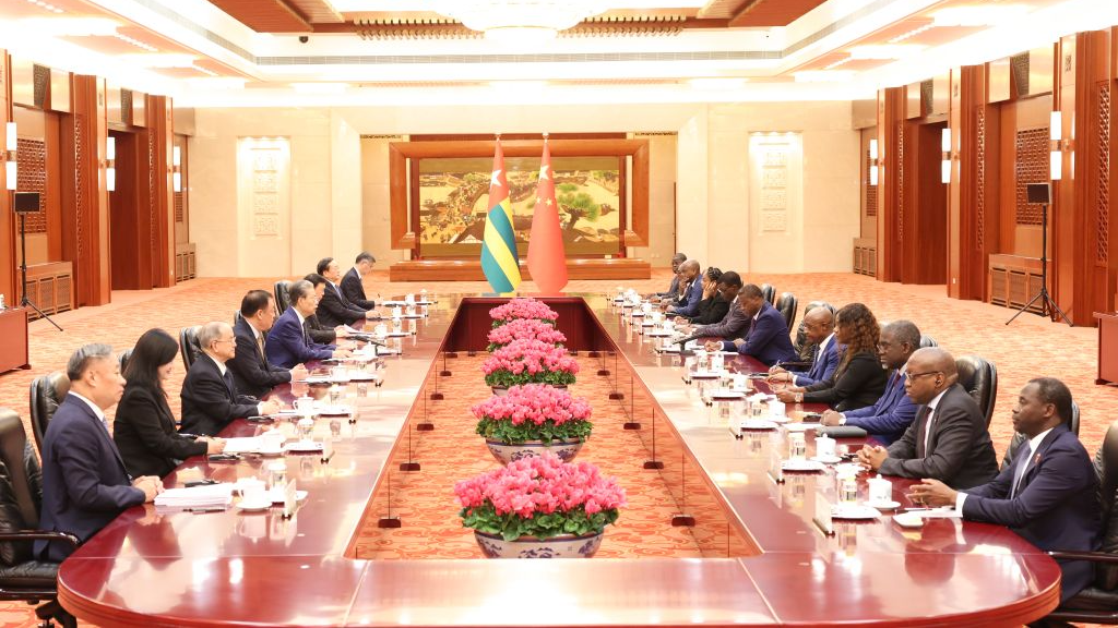 Zhao Leji meets with the president of the Council of the Togolese Republic Faure Essozimna Gnassingbé in Beijing, China, October 13, 2026. /Xinhua