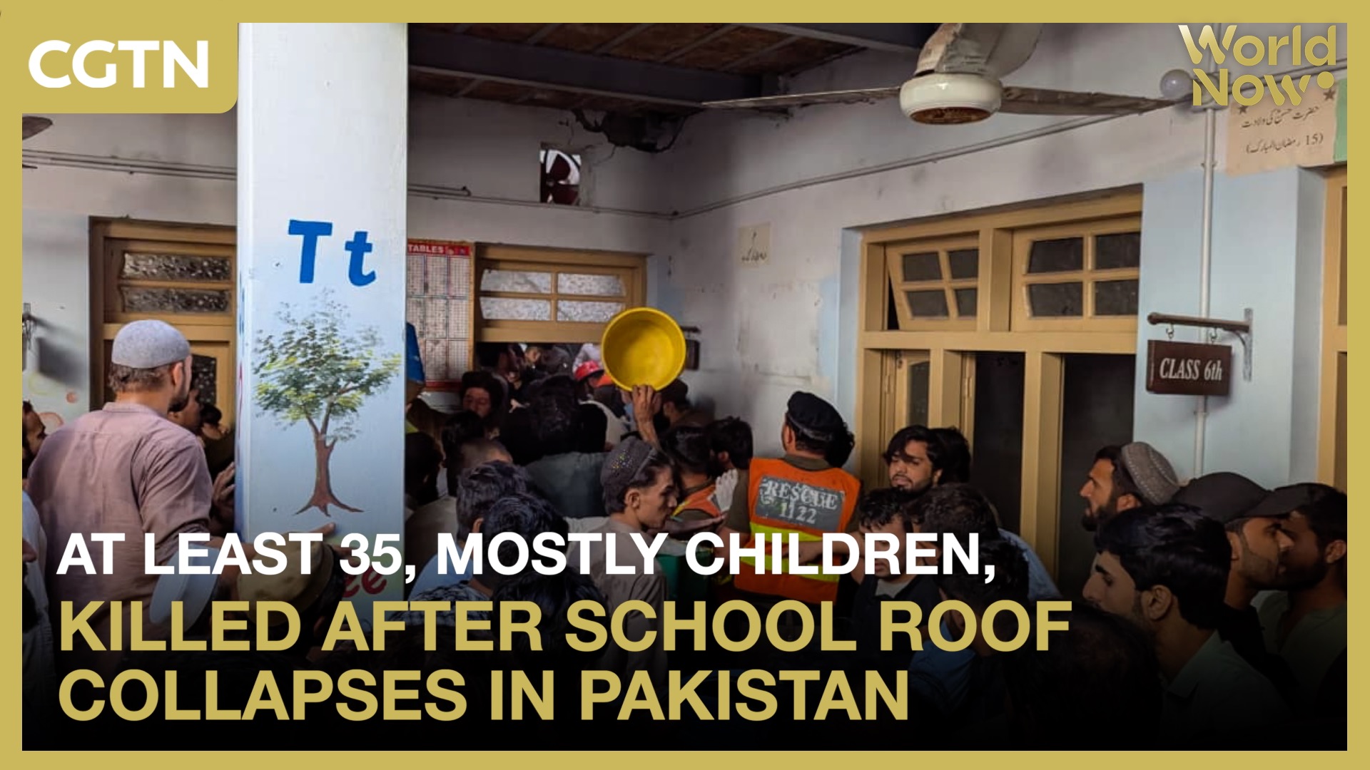 At least 35, mostly children, killed after school roof collapses in Pakistan