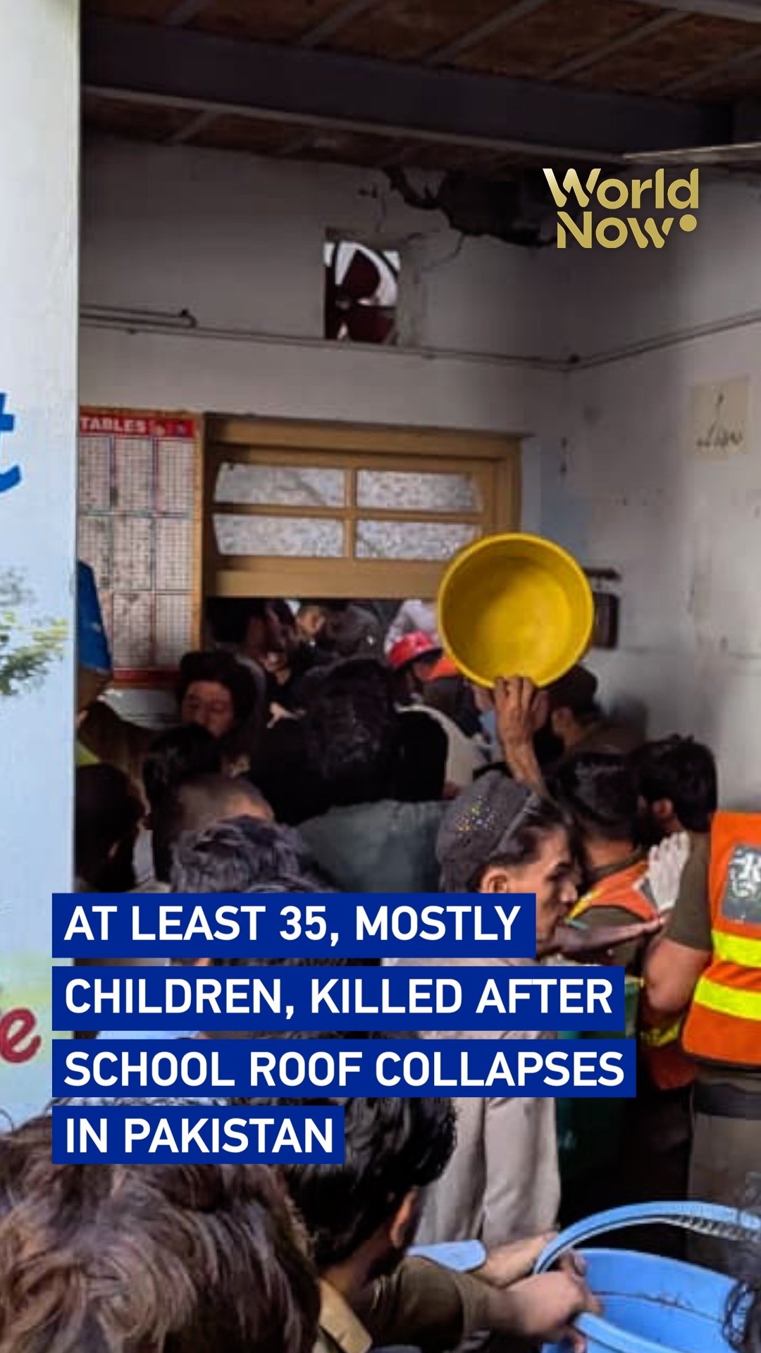 At least 35, mostly children, killed after school roof collapses in Pakistan