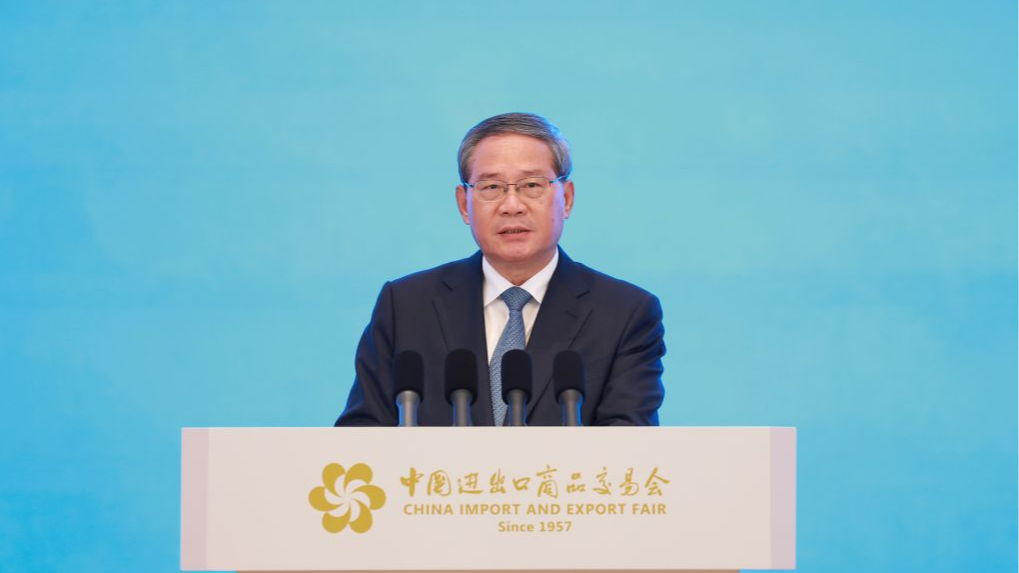 Chinese Premier Li Qiang delivers a keynote speech at the opening ceremony of the 140th China Import and Export Fair, also known as the Canton Fair, in Guangzhou, south China's Guangdong Province, October 14, 2026. /Xinhua
