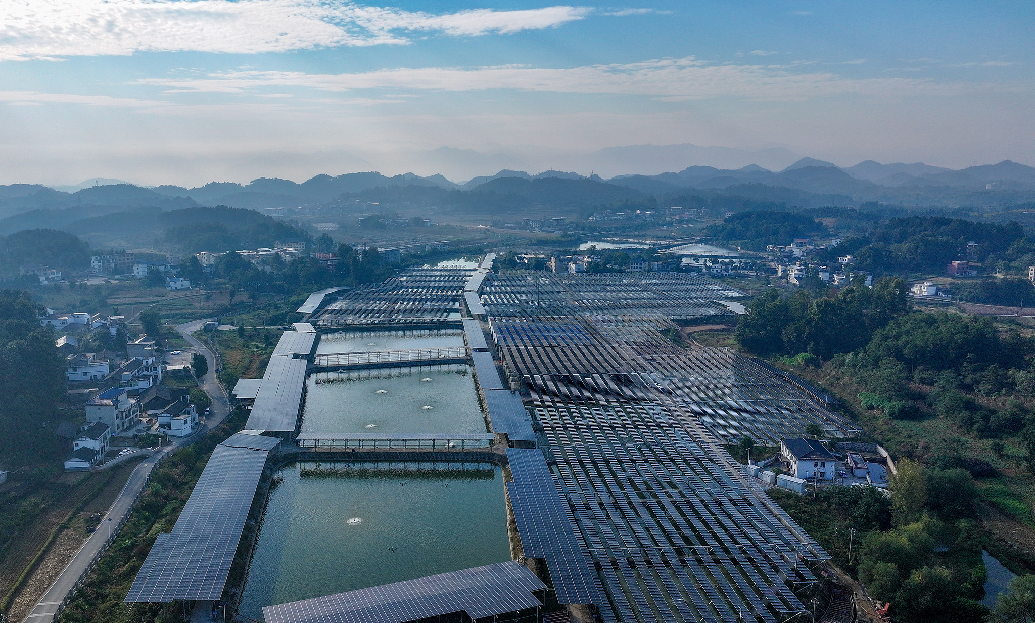 Solar panels installed at a fish hatchery in Maopo Village, Guizhou Province, southwest China, October 12, 2026. /VCG