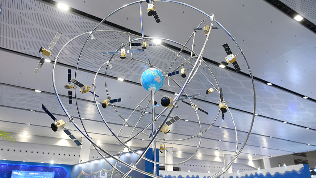 A model of the BeiDou Navigation Satellite System is seen at 2022 China Space Conference, Haikou, south China's Hainan Province, November 25, 2022. /VCG