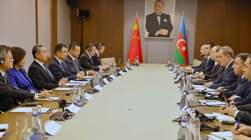Chinese Foreign Minister Wang Yi, also a member of the Political Bureau of the Communist Party of China Central Committee, holds talks with Azerbaijani Foreign Minister Jeyhun Bayramov in Baku, Azerbaijan, October 15, 2026. /Xinhua