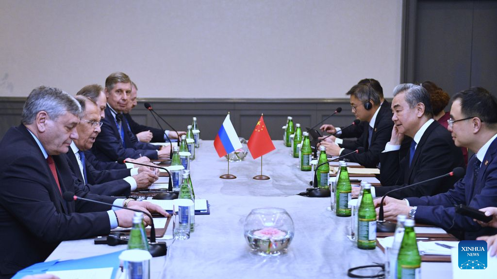 Chinese Foreign Minister Wang Yi, also a member of the Political Bureau of the Communist Party of China Central Committee, meets with Russian Foreign Minister Sergei Lavrov in Baku, Azerbaijan, October 14, 2026. /Xinhua