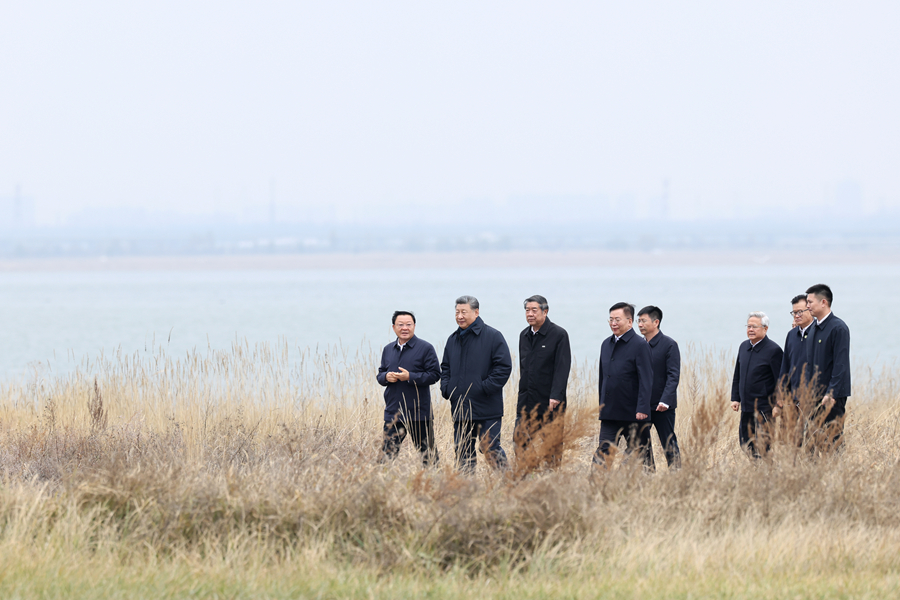 Chinese President Xi Jinping inspects Huangqihai Lake Nature Reserve in Ulanqab, north China's Inner Mongolia Autonomous Region, China, October 16, 2026. /Xinhua