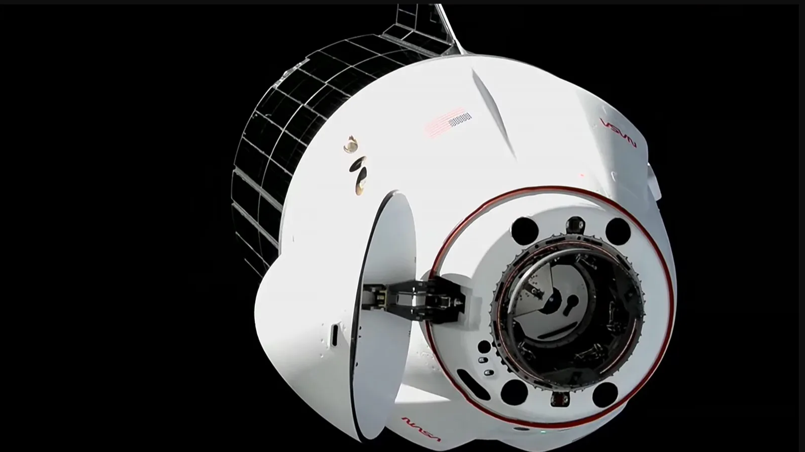 A SpaceX Dragon spacecraft approaches the International Space Station moments before docking to the Harmony module's space-facing port on October 15, 2026. /NASA