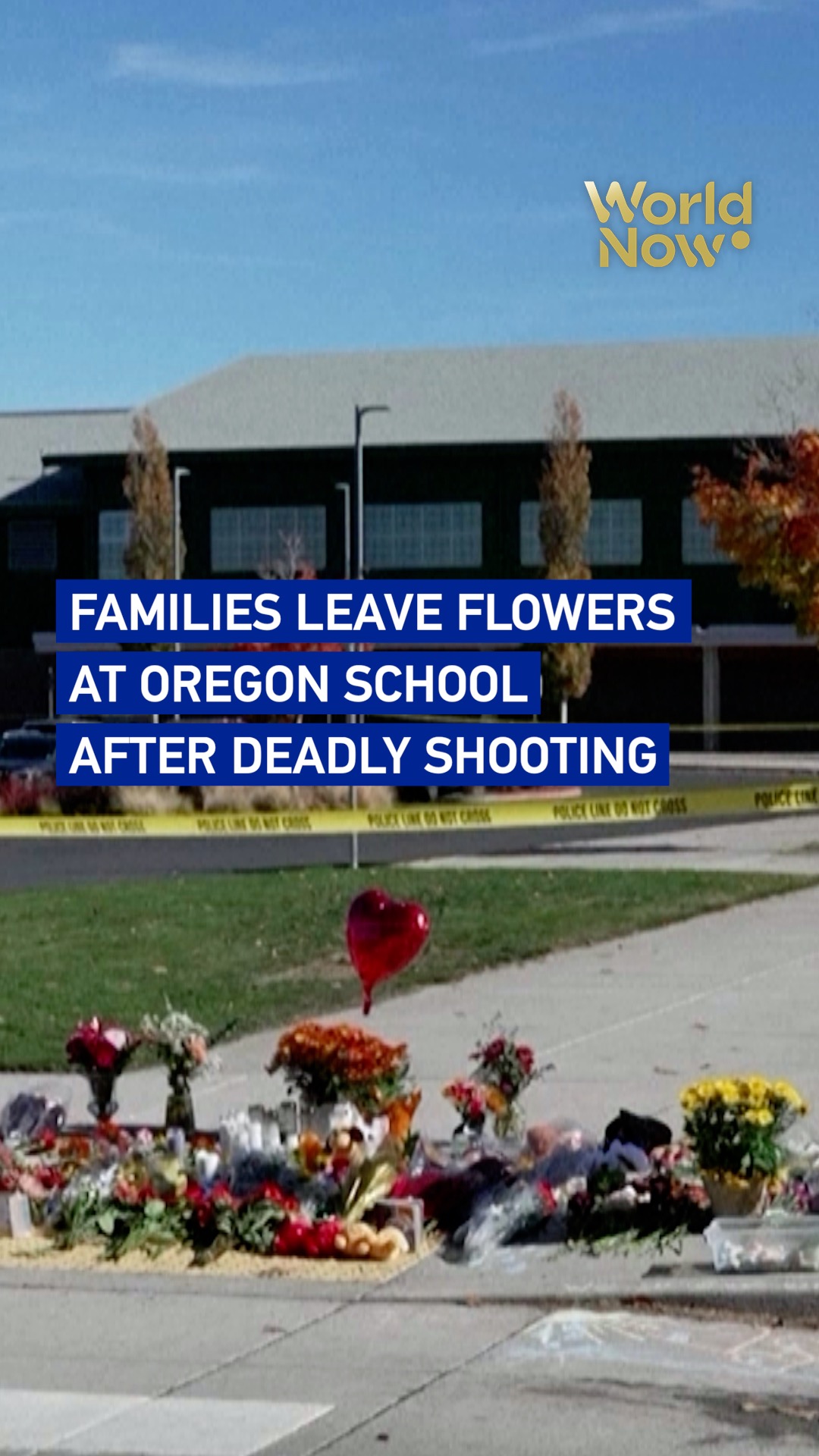Families leave flowers at Oregon school after deadly shooting