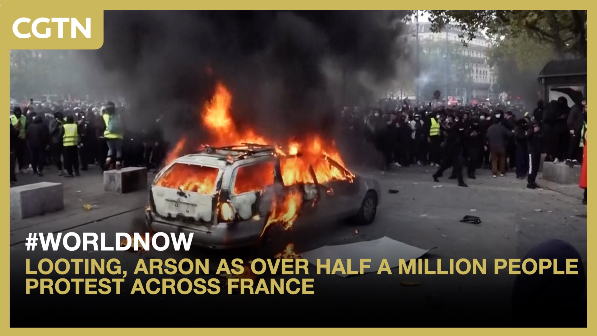 Looting, arson as over half a million people protest across France