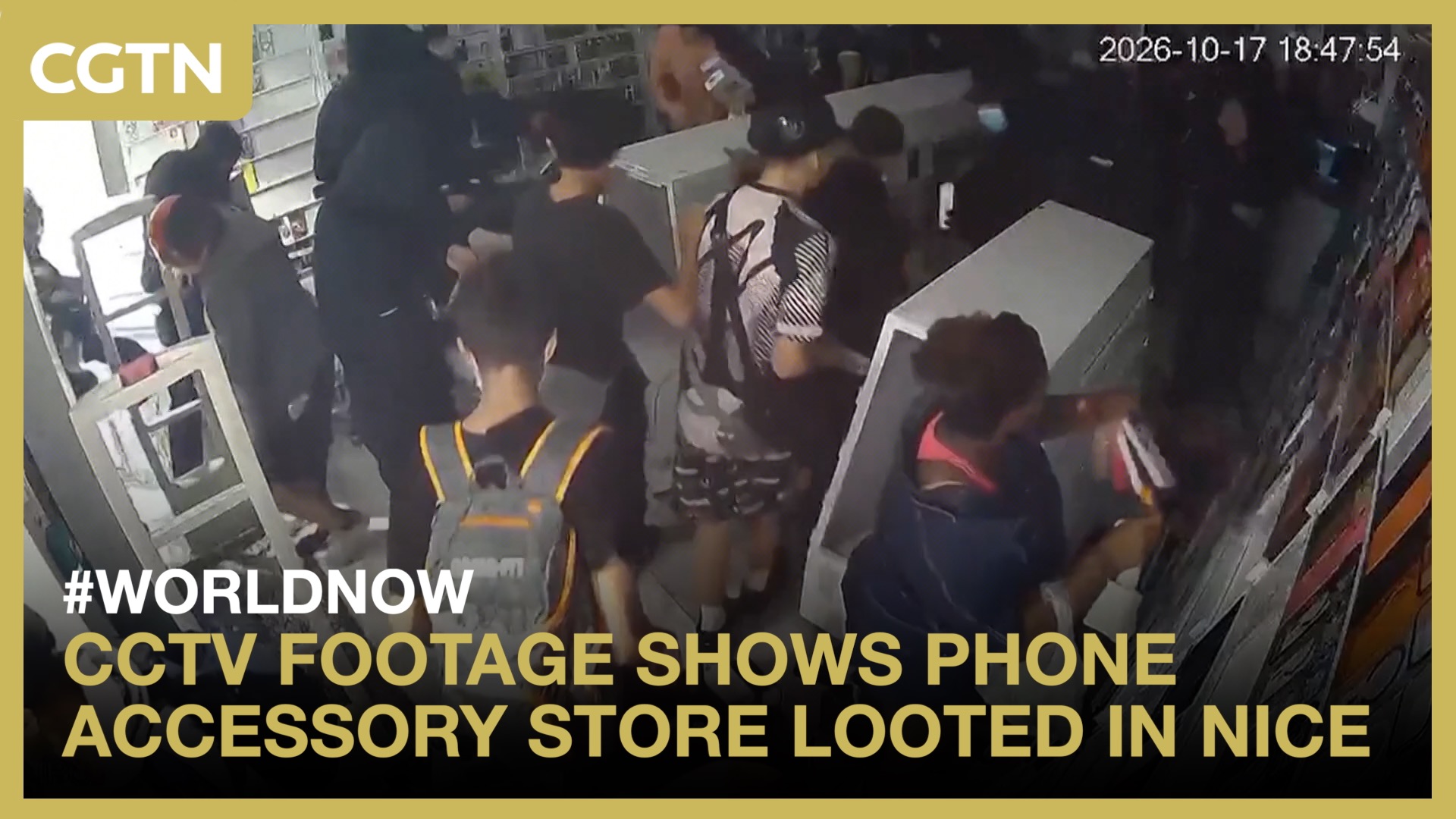 CCTV footage shows phone accessory store looted in Nice, France