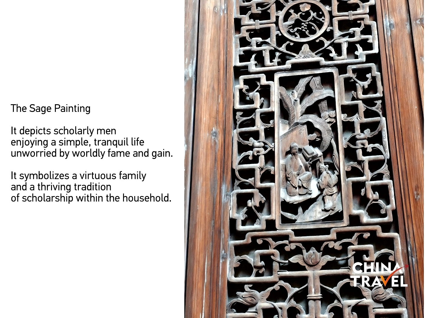 Wood carvings are seen in Zhanqi Village, east China's Anhui Province. /CGTN