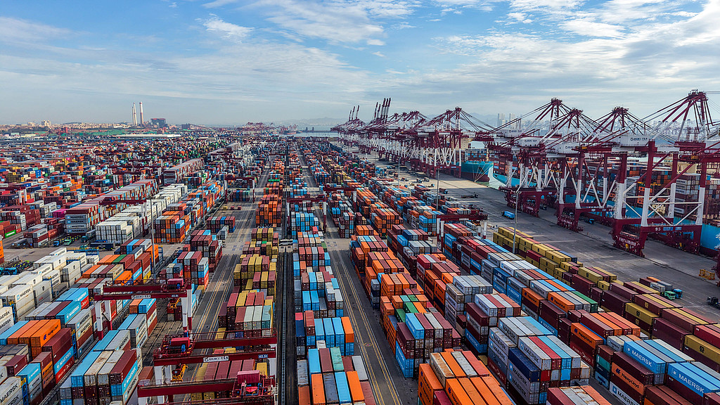 Containers stacked at the Qianwan Port of Shandong Port Group, Qingdao, Shandong Province, China, October 19, 2026. /VCG