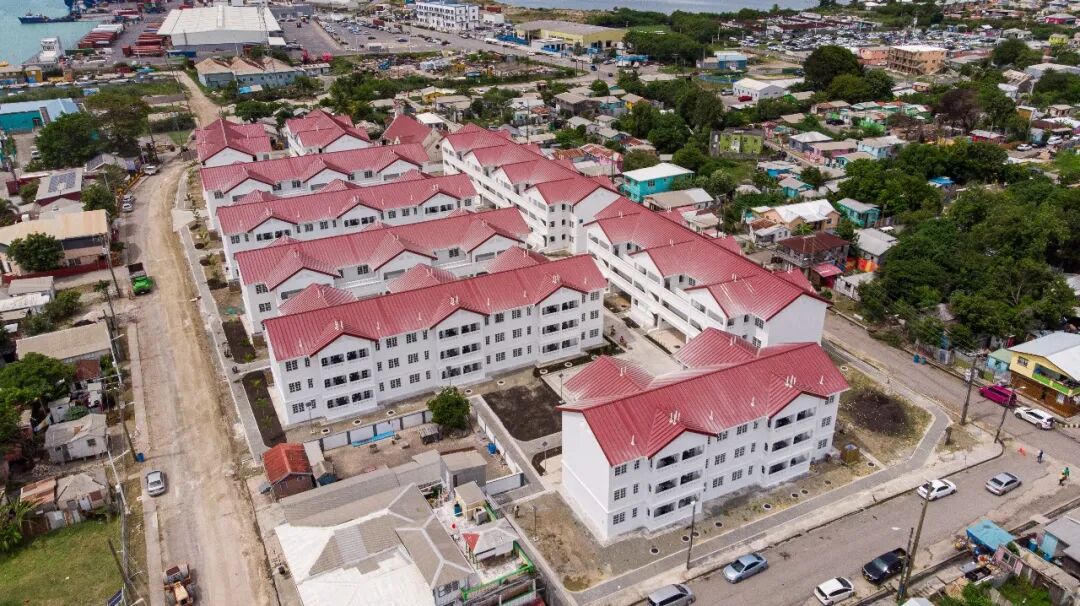 A view of the housing units, aided by China, in Antigua and Barbuda. /China's Ministry of Commerce