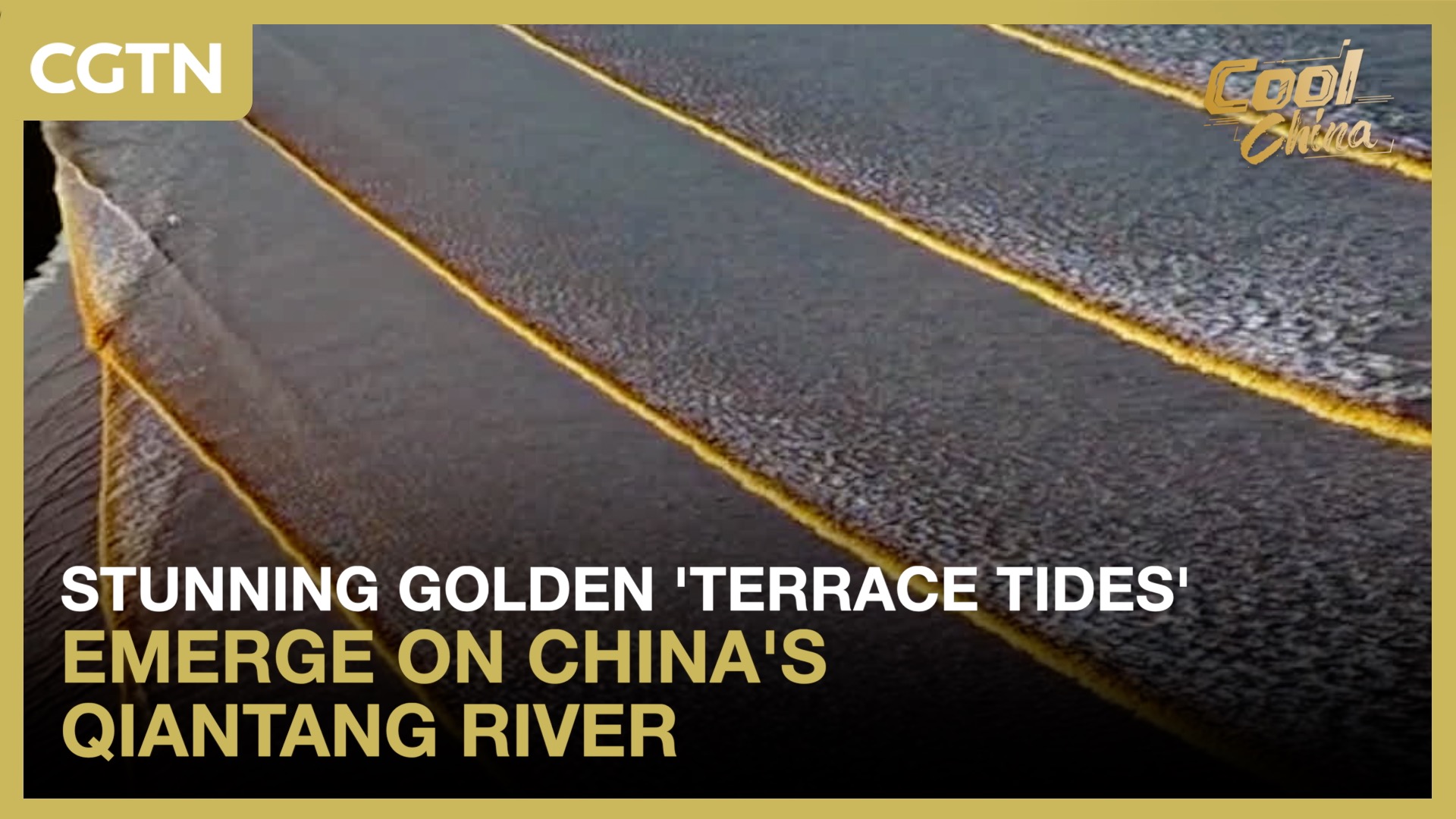 Stunning golden 'terrace tides' emerge on China's Qiantang River