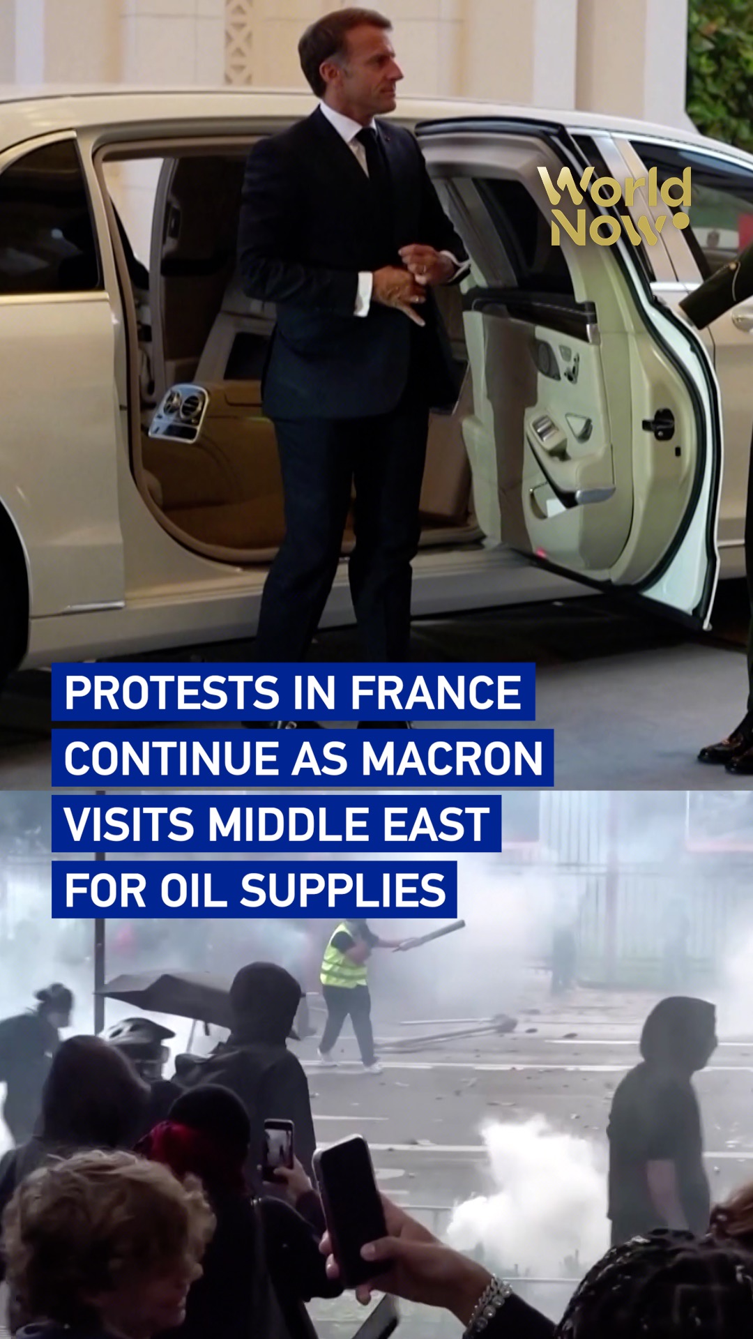 France protests continue as Macron visits Middle East for oil supplies