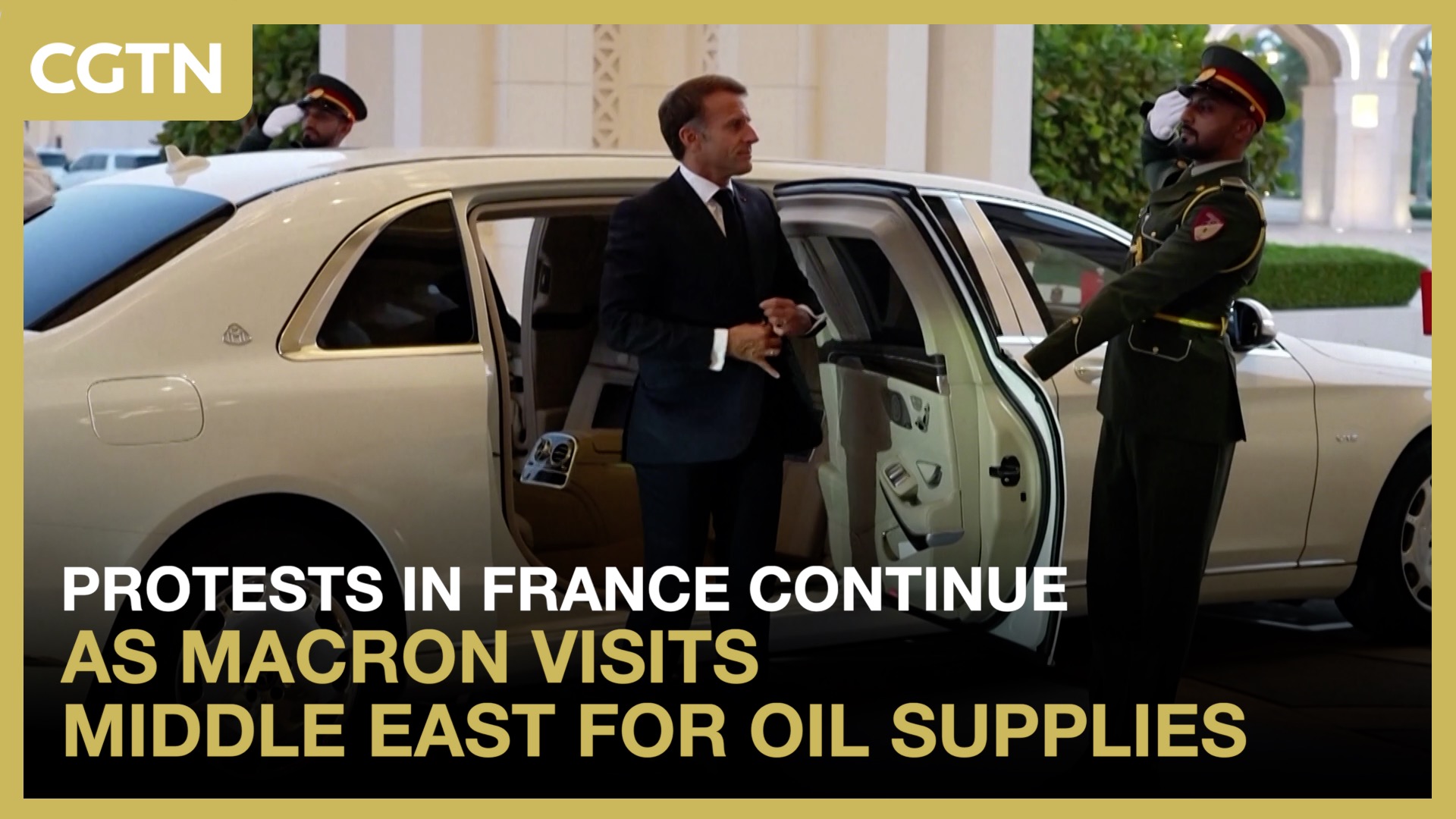 France protests continue as Macron visits Middle East for oil supplies