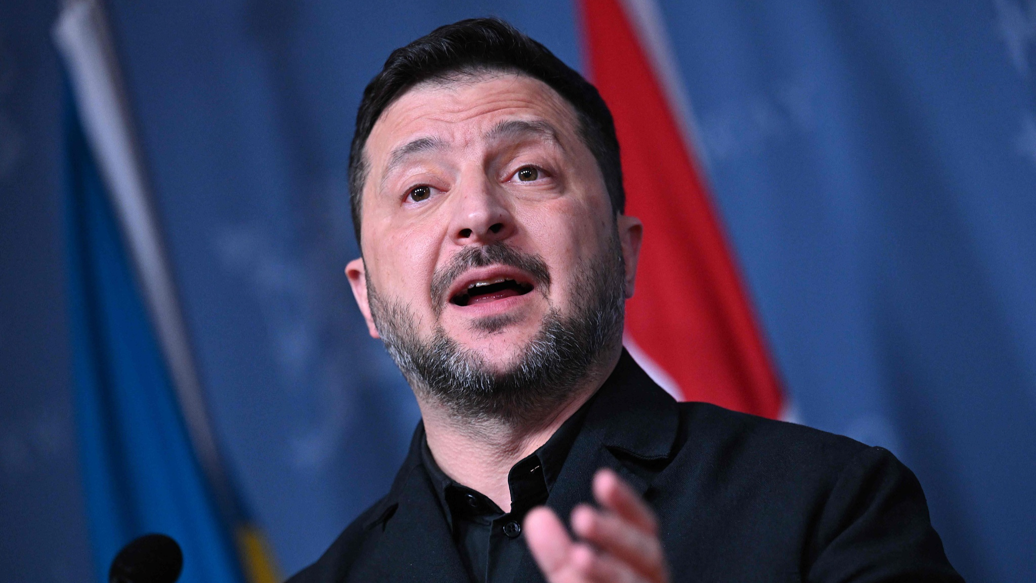 Ukrainian President Volodymyr Zelenskyy speaks at a press conference in Oslo, Norway, October 20, 2026. /VCG
