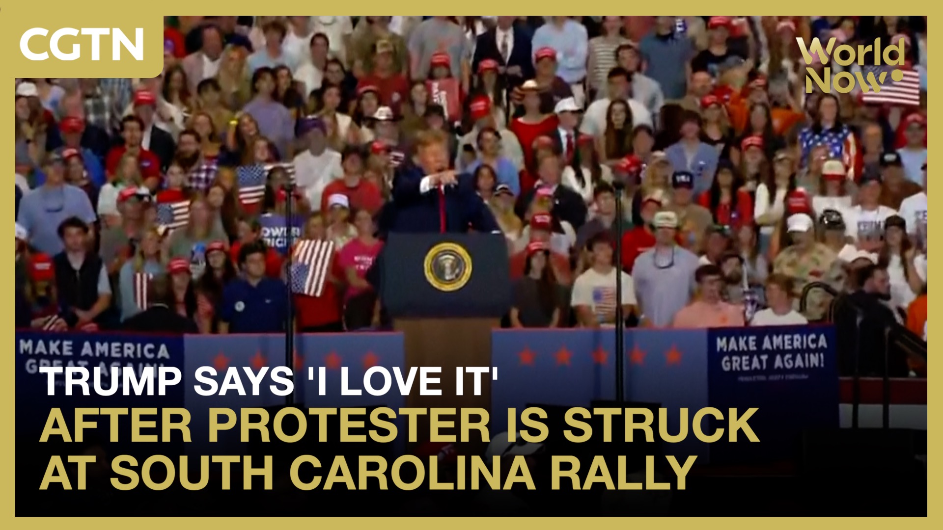 Trump says 'I love it' after protester is struck at South Carolina rally