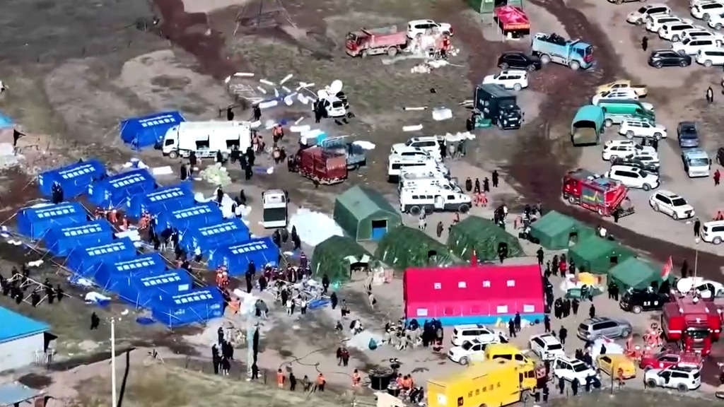 Tents are pitched at a resettlement site, southwest China's Xizang Autonomous Region. /China Media Group