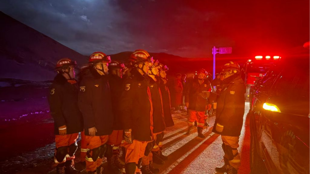 Members or the regional fire and rescue brigade conduct inspections in Gangqie Township, Baqen County, southwest China's Xizang Autonomous Region, October 23, 2026. /Xinhua