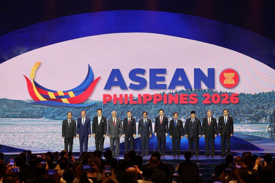 Guests pose for a group photo at the opening ceremony of the 48th Association of Southeast Asian Nations (ASEAN) Summit and related meetings in Cebu, the Philippines, May 8, 2026. /Xinhua