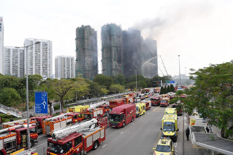 The rescue site in Wang Fuk Court, a residential area in Hong Kong, China, November 27, 2025. /Xinhua
