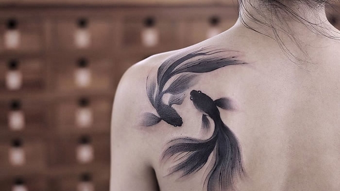 Freehand Chinese ink brush landscape extension  Full Back Chinese Painting  Tattoo  JP Tattoo Art