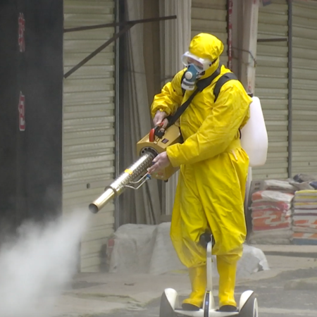 Disinfection at Wuhan's old town complex amid the coronavirus epidemic ...