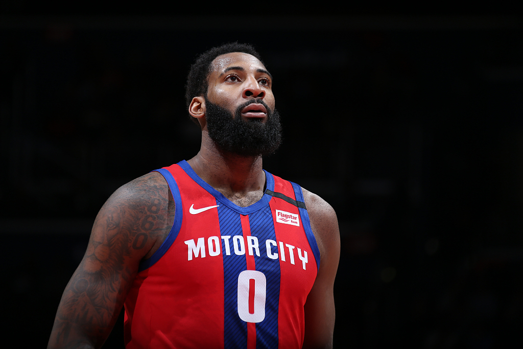 Lot Detail - 3/24/2019 ANDRE DRUMMOND DETROIT PISTONS GAME WORN MOTOR CITY  EDITION UNIFORM (JERSEY & SHORTS) - DOUBLE-DOUBLE @ GSW