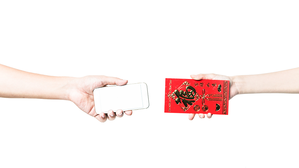 Hand Holding Angpao Money On Envelope Chinese New Year Celebrate