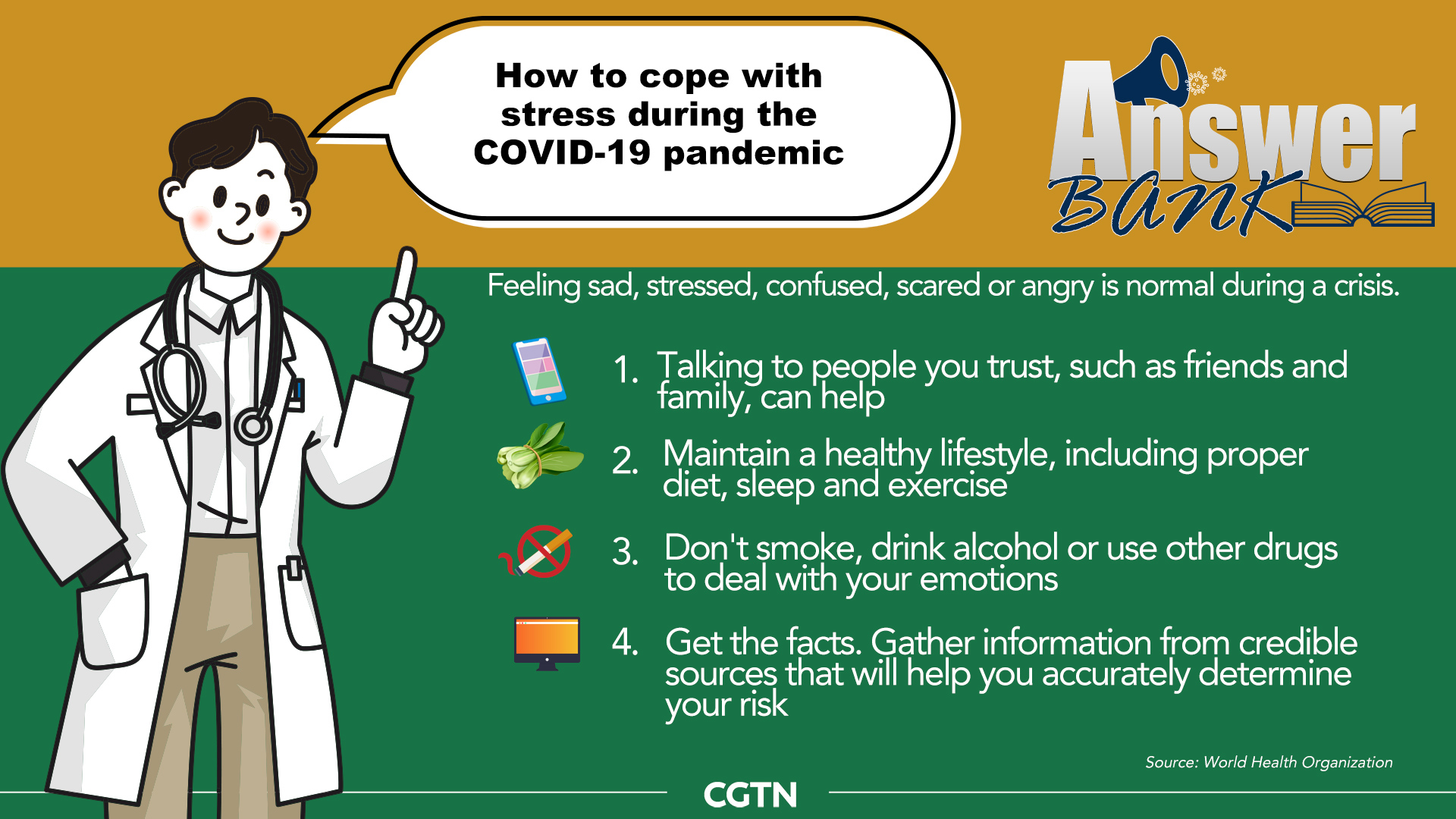 Answer Bank: How to cope with stress during the COVID-19 pandemic - CGTN