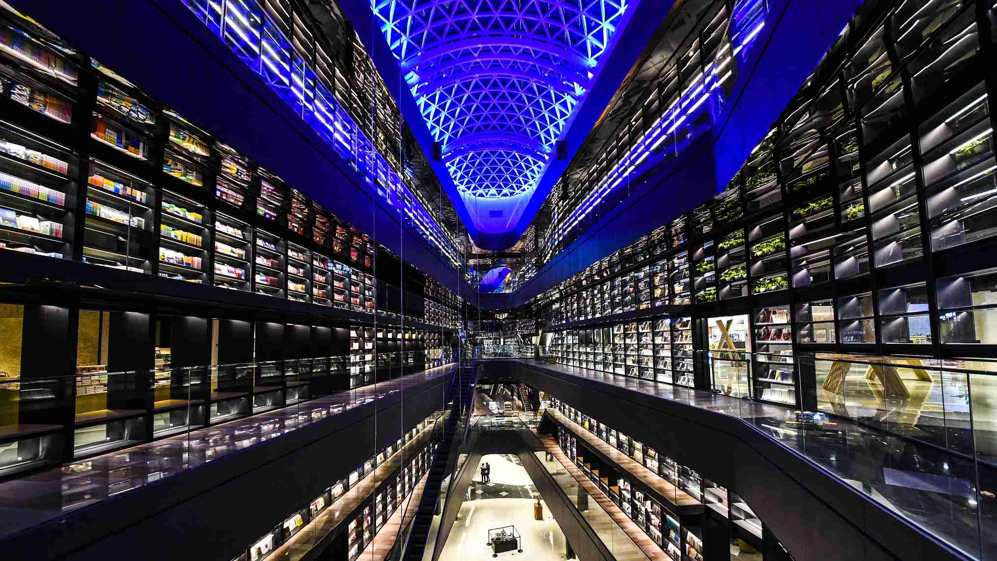 Infinity book store looks like an endless tunnel of books