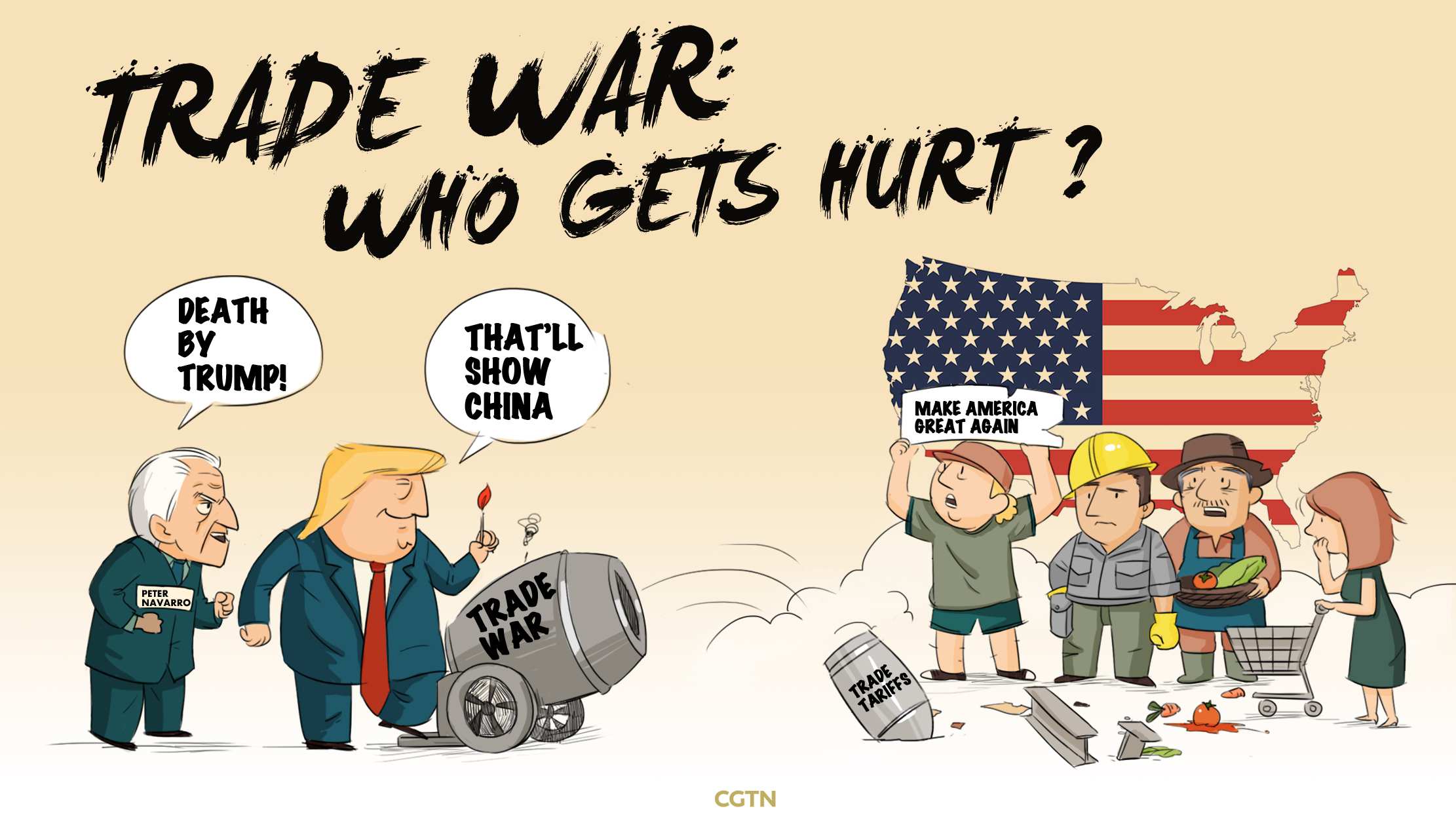 Image result for cartoons about trump's chinese trade wars