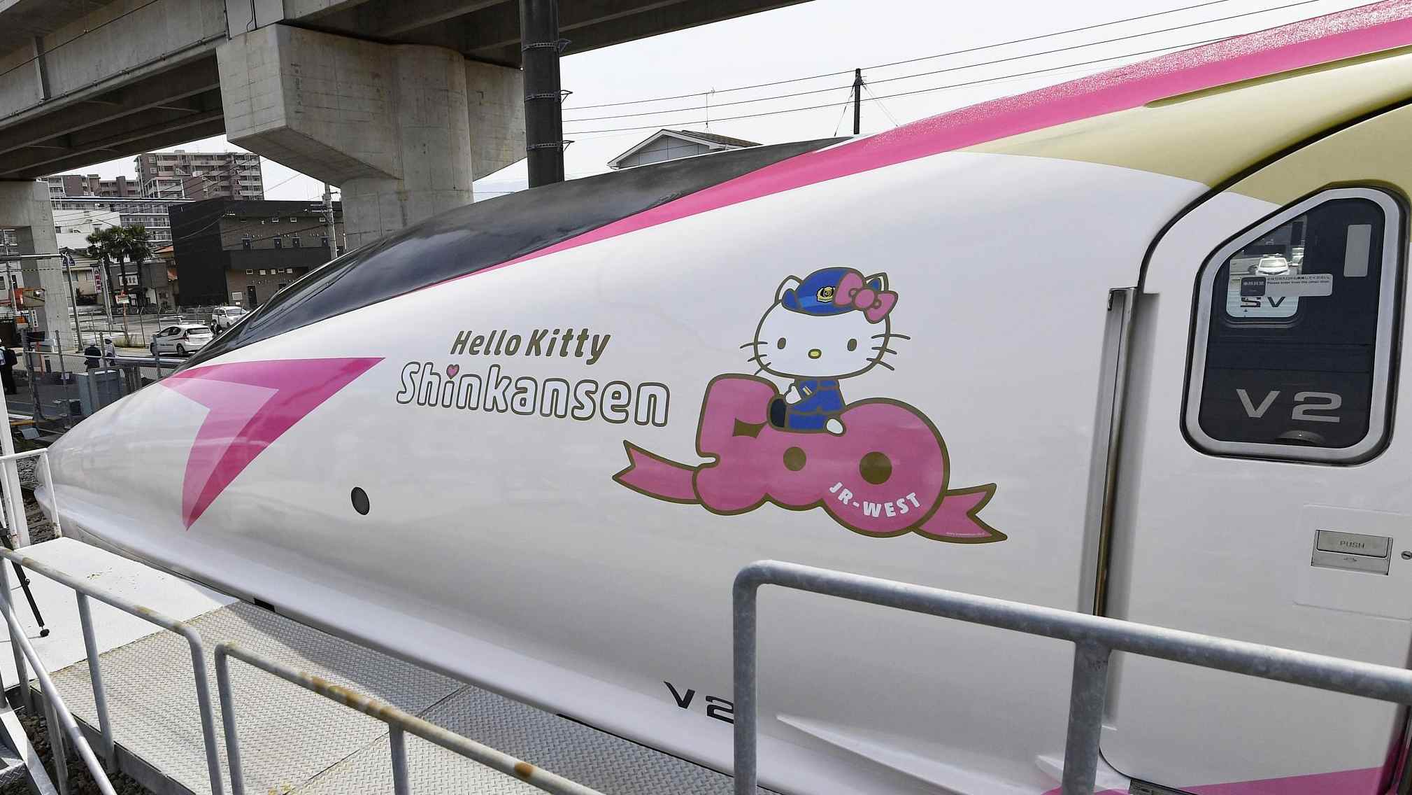 All aboard Hello  Kitty  bullet train  debuts in Japan CGTN