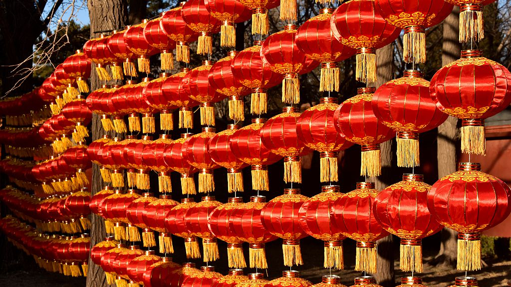 Lucky Red Lanterns Chinese New Year Decorations Ditan Park