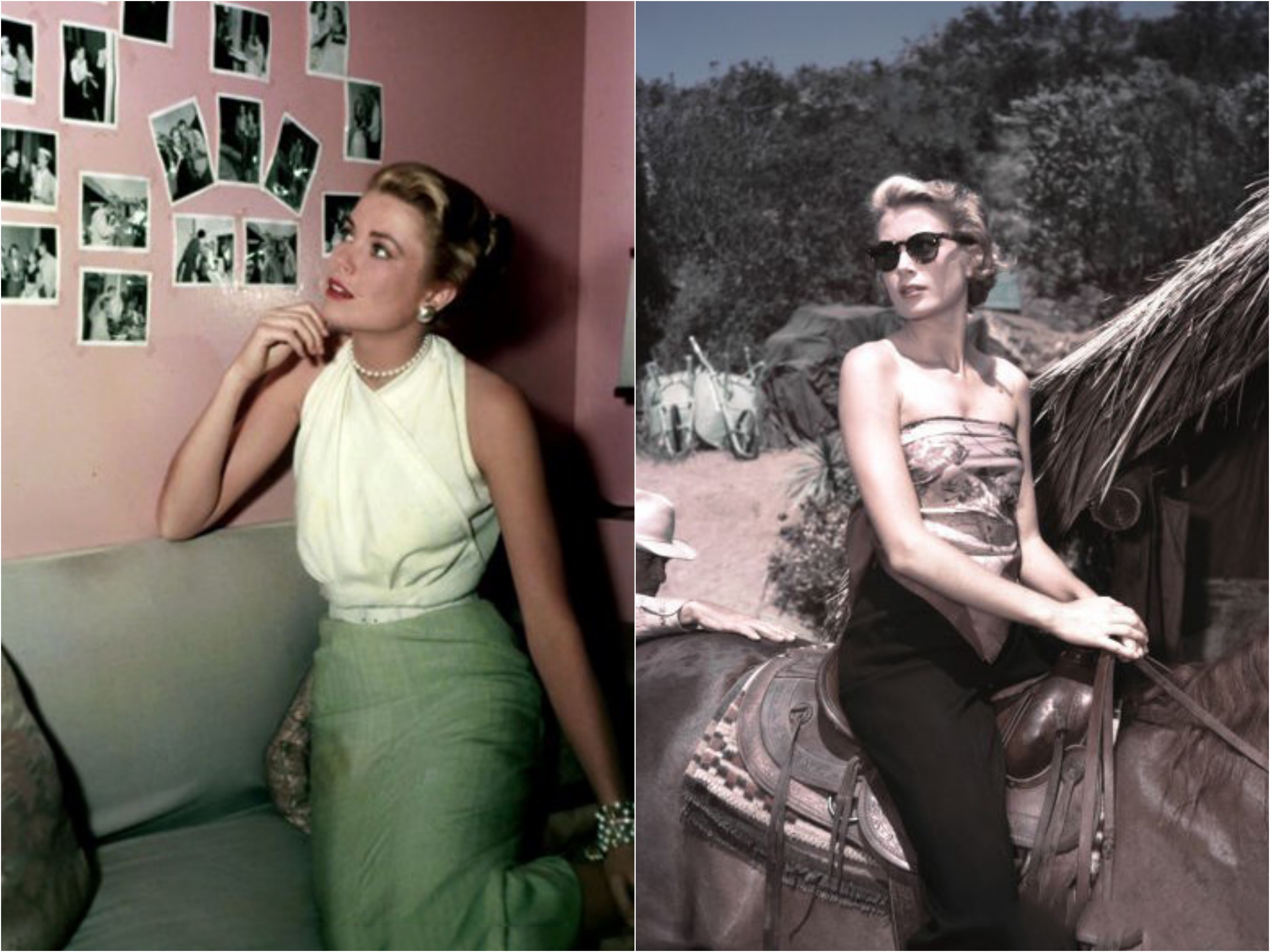 Above are two examples of Grace Kelly modelling the scarf-as-top style. 