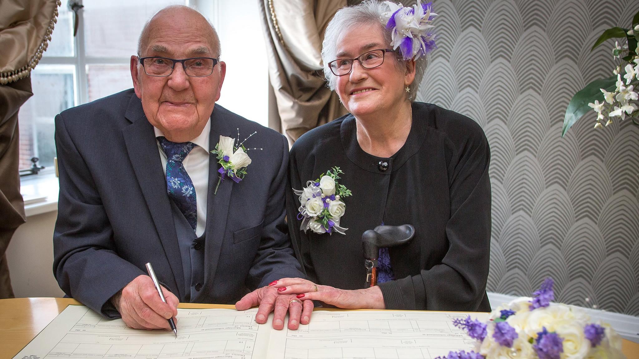 British couple with combined age of 171 get married